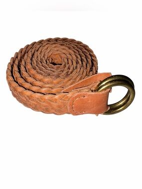 Madewell Brown Two Tone Braided Leather Skinny O Ring Belt One Size